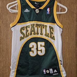 Seattle Sonics Vintage Kevin Durant 35 Adidas Green and White NBA Jersey